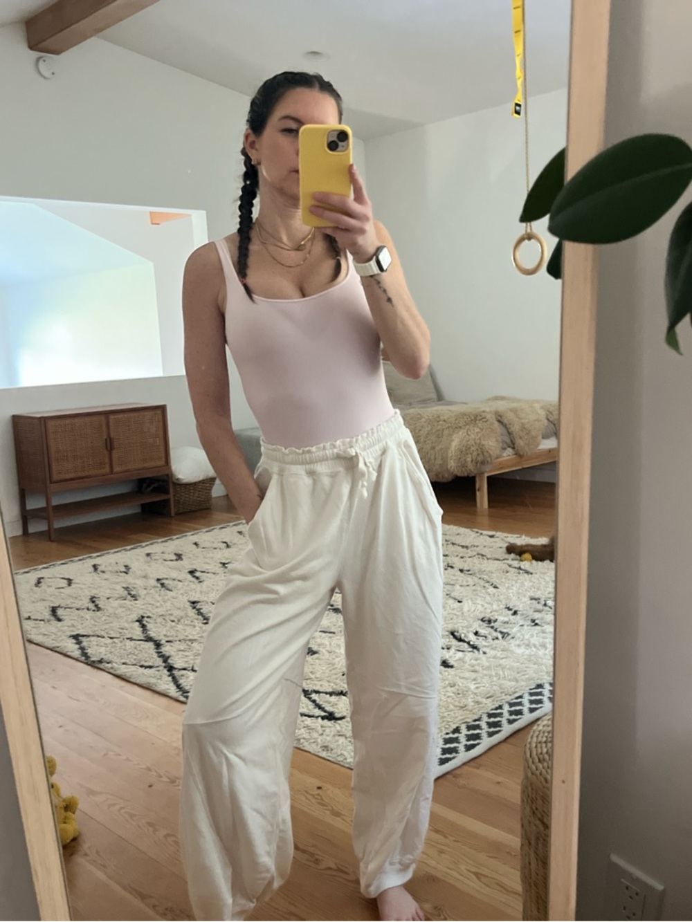 aerie Cream Wide-Leg Drawstring Pants